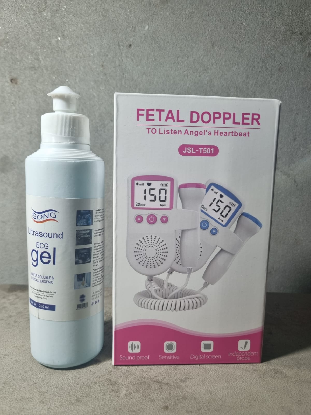 Doppler Fetal Rate Monitor Baby Fetal Sound Heart Detector LCD Display with gel